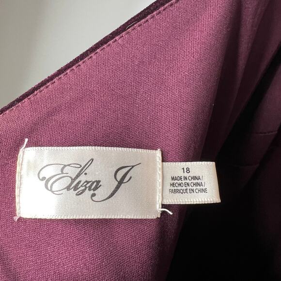 Eliza J Purple Velvet Long Sleeve Ruched Maxi Dress Gown Size 18 - Picture 5 of 8
